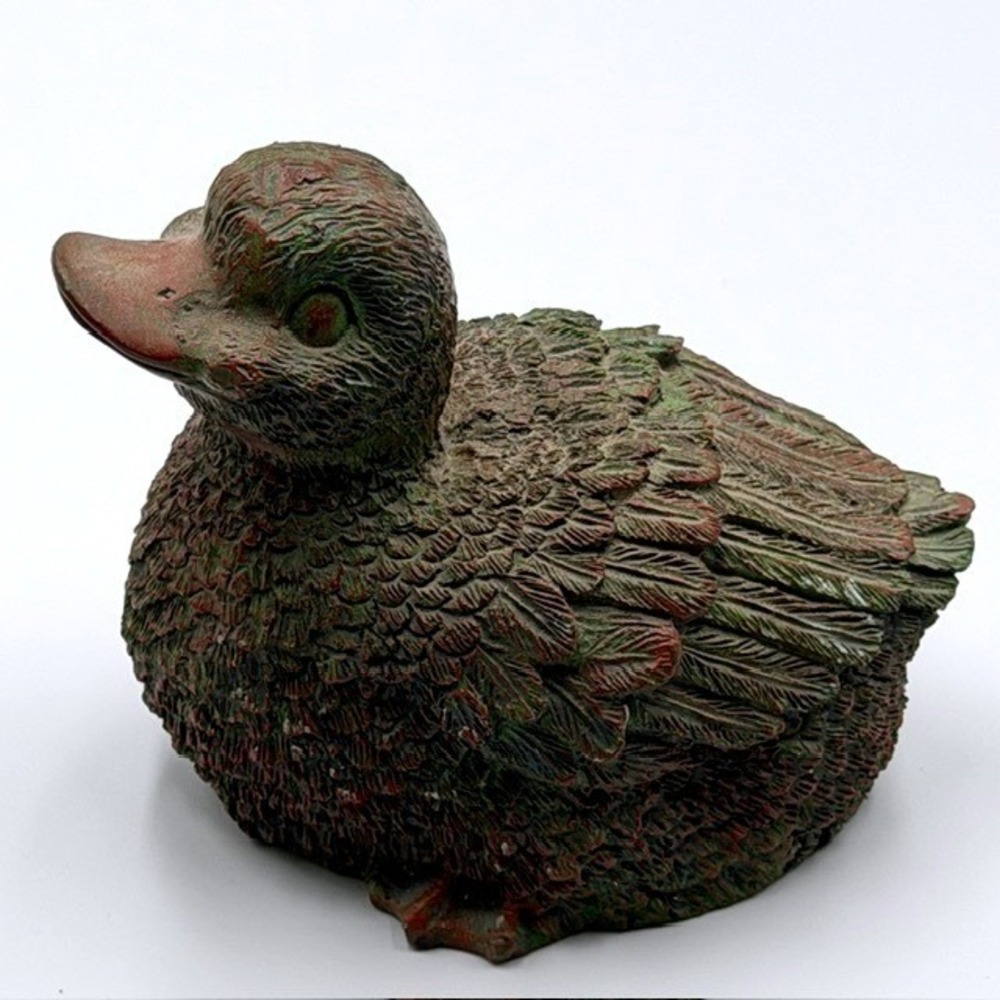 World Bazaars Resin Duck Figurine Hide a Key Porch Rustic Bird Figurine